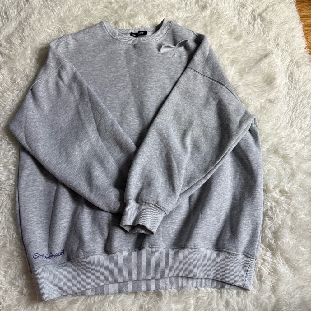 Rebel Theory Crewneck Sweatshirt with Ribbed Cuffs